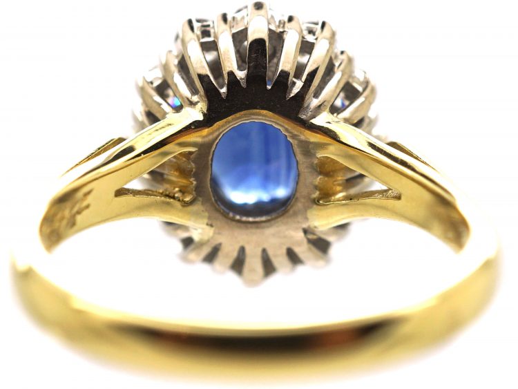 18ct Gold, Sapphire & Diamond Oval Cluster Ring