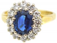 18ct Gold, Sapphire & Diamond Oval Cluster Ring