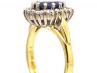 18ct Gold, Sapphire & Diamond Oval Cluster Ring