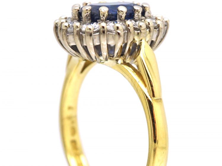 18ct Gold, Sapphire & Diamond Oval Cluster Ring