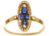 Early 20th Century 14ct Gold, Sapphire & Diamond Ace of Clubs Ring