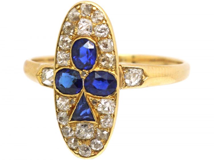 Early 20th Century 14ct Gold, Sapphire & Diamond Ace of Clubs Ring