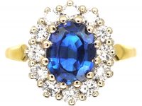 18ct Gold, Sapphire & Diamond Oval Cluster Ring