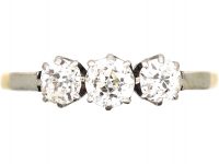 Early 20th Century 18ct Gold & Platinum, Three Stone Diamond Ring