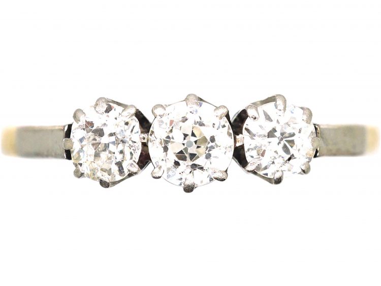 Early 20th Century 18ct Gold & Platinum, Three Stone Diamond Ring