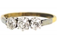 Early 20th Century 18ct Gold & Platinum, Three Stone Diamond Ring
