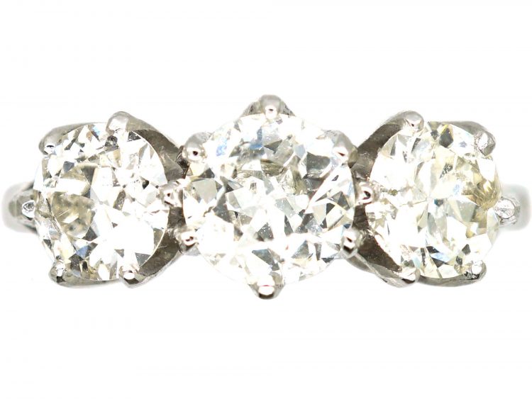 Early 20th Century 18ct White Gold & Platinum, Three Stone Diamond Ring