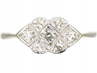 Art Deco 18ct Gold & Platinum, Diamond Criss Cross Design Ring