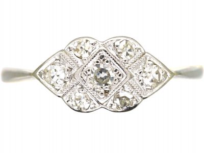 Art Deco 18ct Gold & Platinum, Diamond Criss Cross Design Ring