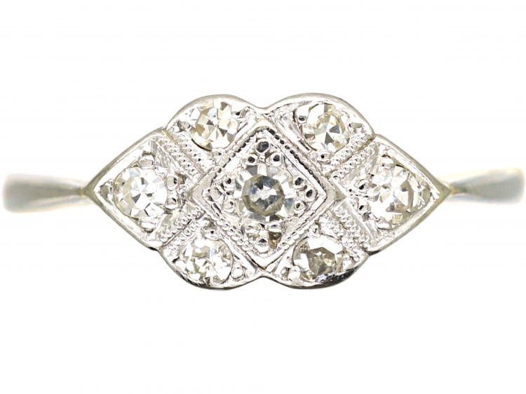 Art Deco 18ct Gold & Platinum, Diamond Criss Cross Design Ring