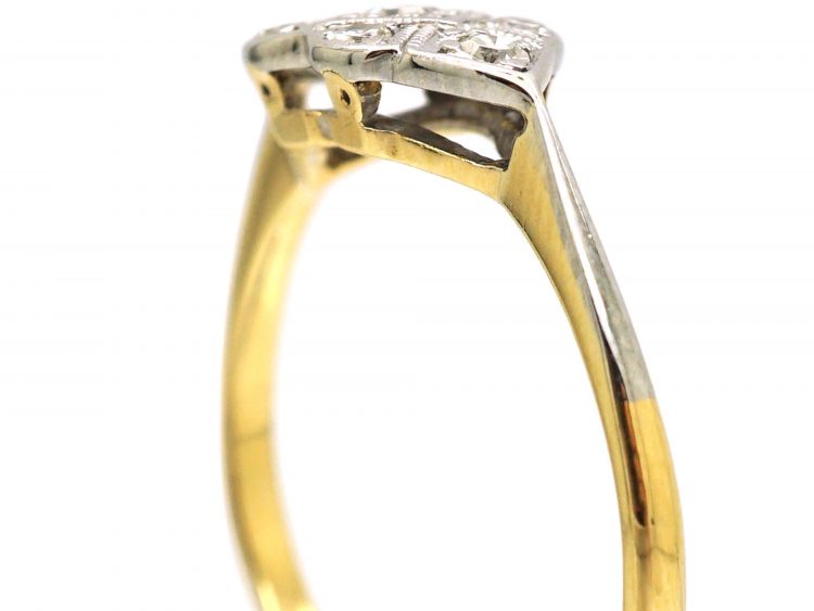 Art Deco 18ct Gold & Platinum, Diamond Criss Cross Design Ring