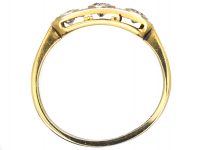 Art Deco 18ct Gold & Platinum, Three Stone Diamond Ring with Rose Diamond Detail