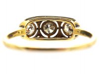 Art Deco 18ct Gold & Platinum, Three Stone Diamond Ring with Rose Diamond Detail