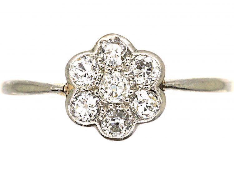 Edwardian 18ct Gold & Platinum, Diamond Cluster Ring