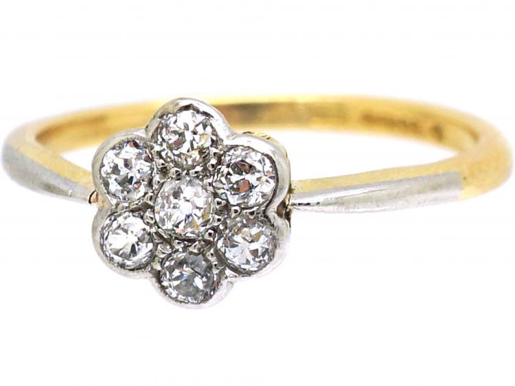 Edwardian 18ct Gold & Platinum, Diamond Cluster Ring