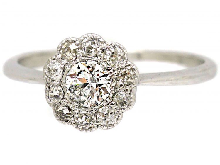 Edwardian Platinum & Diamond Daisy cluster Ring