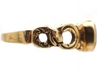 Victorian 15ct Gold Ring with Carnelian Masonic Intaglio & Snake Motif Shoulders