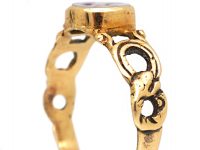 Victorian 15ct Gold Ring with Carnelian Masonic Intaglio & Snake Motif Shoulders