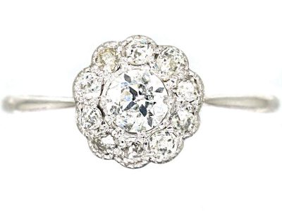 Edwardian Platinum & Diamond Daisy cluster Ring