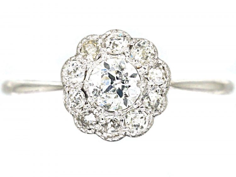 Edwardian Platinum & Diamond Daisy cluster Ring
