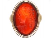 Georgian Gold & Carnelian Ring With Carved Intaglio of Omphale
