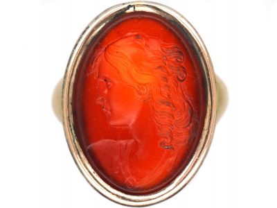 Georgian Gold & Carnelian Ring With Carved Intaglio of Omphale
