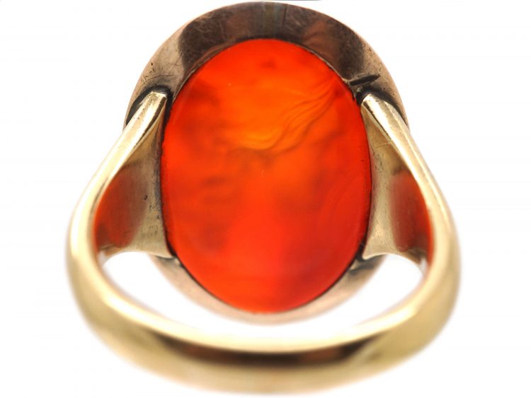 Georgian Gold & Carnelian Ring With Carved Intaglio of Omphale