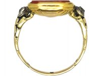 Early 18th Century Gold & Diamond Armorial Ring set with a Carnelian