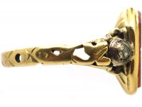 Early 18th Century Gold & Diamond Armorial Ring set with a Carnelian