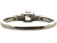 Art Deco 18ct White Gold & Platinum, Diamond Solitaire Ring with Diamond Set Shoulders