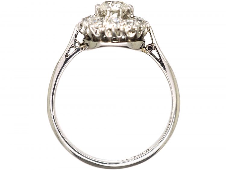 Early 20th Century 18ct White Gold & Platinum, Old Mine Cut Diamond Daisy Cluster Ring