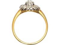 French Early 19th Century 18ct Gold & Platinum Cluster Ring set with Old Mine Cut Diamonds