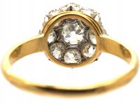 French Early 19th Century 18ct Gold & Platinum Cluster Ring set with Old Mine Cut Diamonds