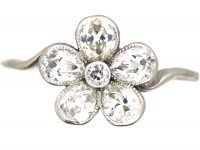 Edwardian Platinum & Pear Shaped Diamond Pansy Cluster Ring