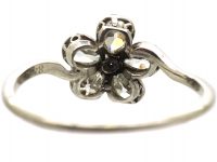 Edwardian Platinum & Pear Shaped Diamond Pansy Cluster Ring