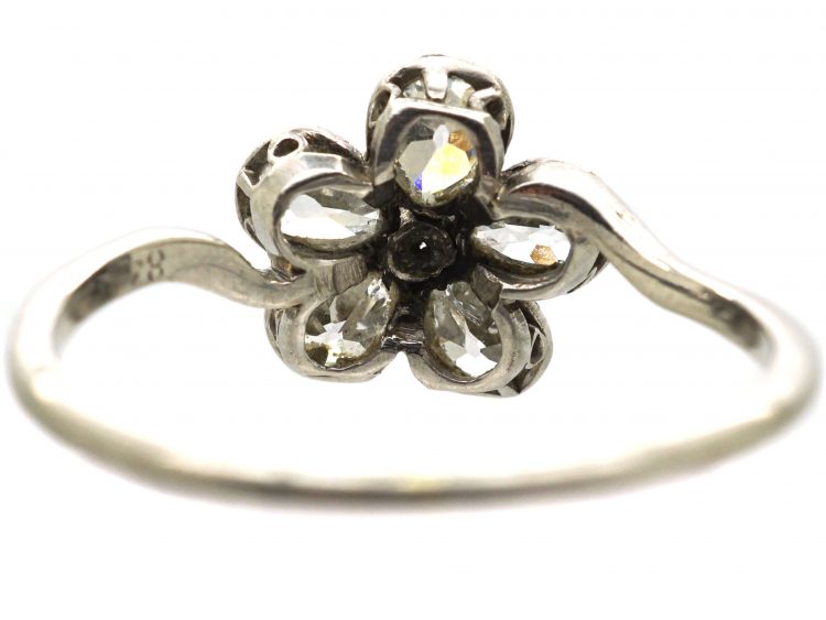 Edwardian Platinum & Pear Shaped Diamond Pansy Cluster Ring