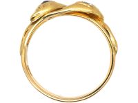 Edwardian 18ct Gold Snake Ring set with a Sapphire & a Diamond