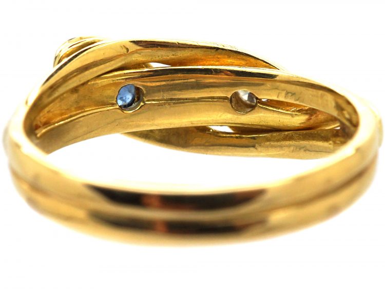 Edwardian 18ct Gold Snake Ring set with a Sapphire & a Diamond