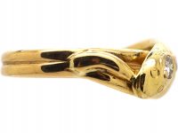 Edwardian 18ct Gold Snake Ring set with a Sapphire & a Diamond
