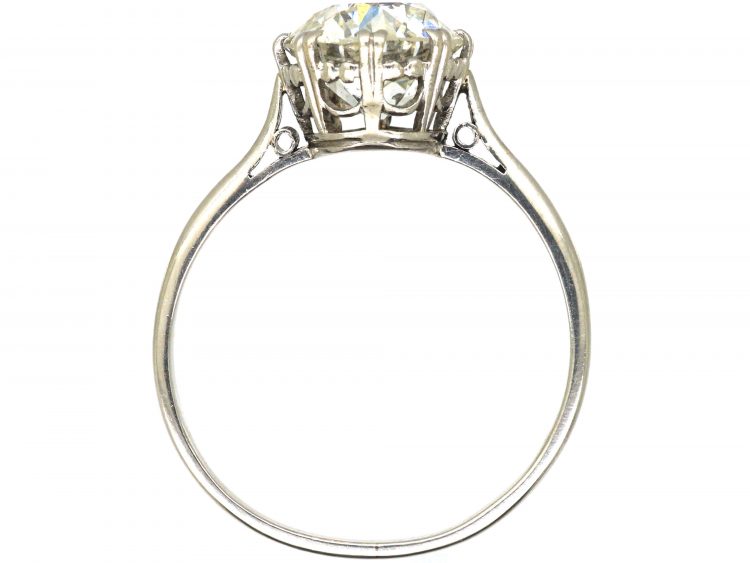 Art Deco Platinum 2.10 Carat Old European Cut Diamond Solitaire Ring