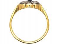 Edwardian 18ct Gold & Platinum, Sapphire & Diamond Cluster Ring