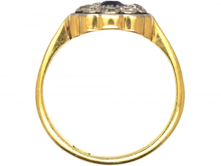 Edwardian 18ct Gold & Platinum, Sapphire & Diamond Cluster Ring
