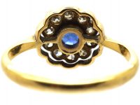Edwardian 18ct Gold & Platinum, Sapphire & Diamond Cluster Ring