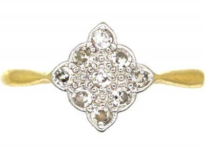 Edwardian 18ct Gold & Platinum, Diamond Shaped Ring set with Diamonds
