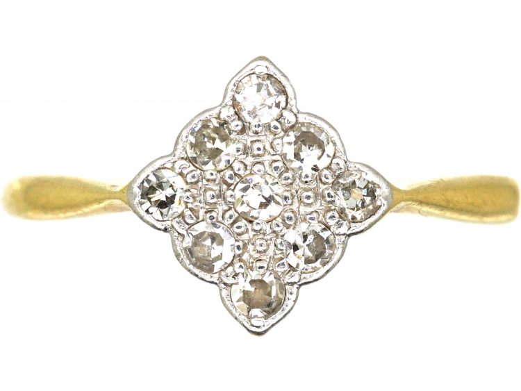 Edwardian 18ct Gold & Platinum, Diamond Shaped Ring set with Diamonds