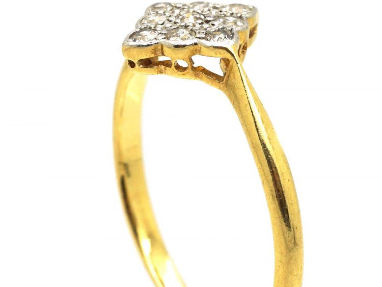 Edwardian 18ct Gold & Platinum, Diamond Shaped Ring set with Diamonds