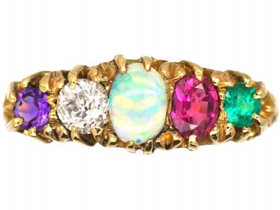 Edwardian 18ct Gold Ring with Gemstones that Spell Adore