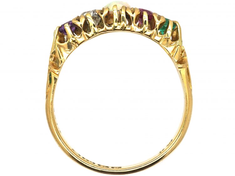 Edwardian 18ct Gold Ring with Gemstones that Spell Adore