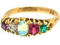 Edwardian 18ct Gold Ring with Gemstones that Spell Adore