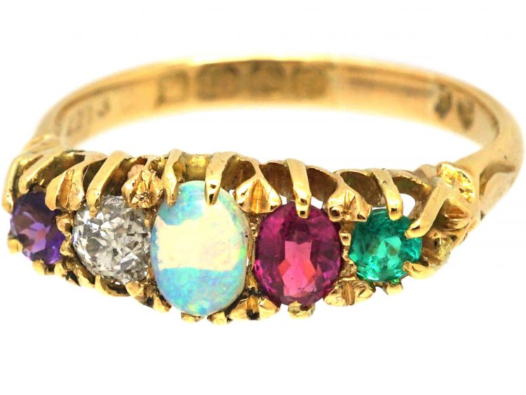 Edwardian 18ct Gold Ring with Gemstones that Spell Adore